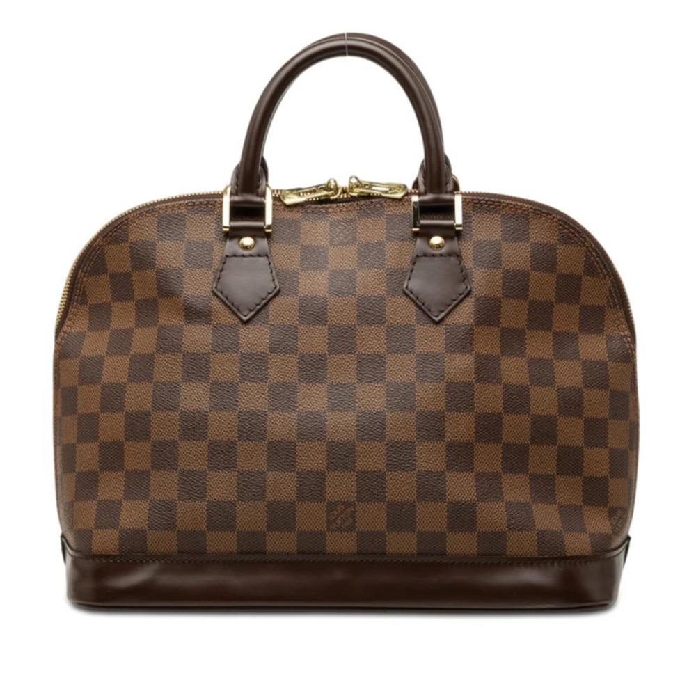 Louis Vuitton Damier Alma Handbag Brown Leather